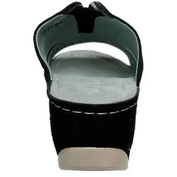 David Tate New Wedge Mule Sandals Slip-On Clog NWT Perf Suede BLACK Women's 12 - Picture 4 of 13